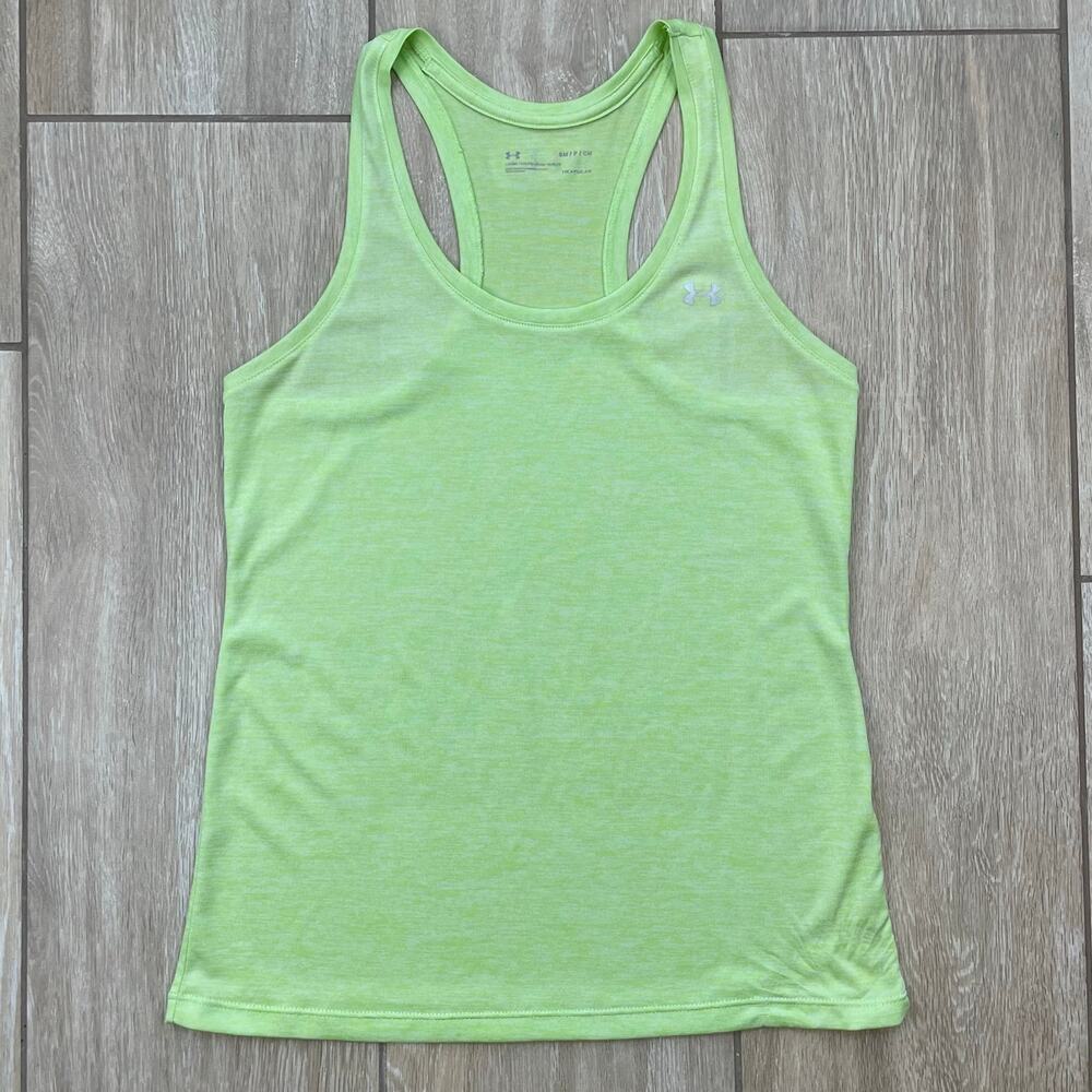 Under Armour HeatGear Tank Top Womens Small Green Racerback Athletic Workout Gym